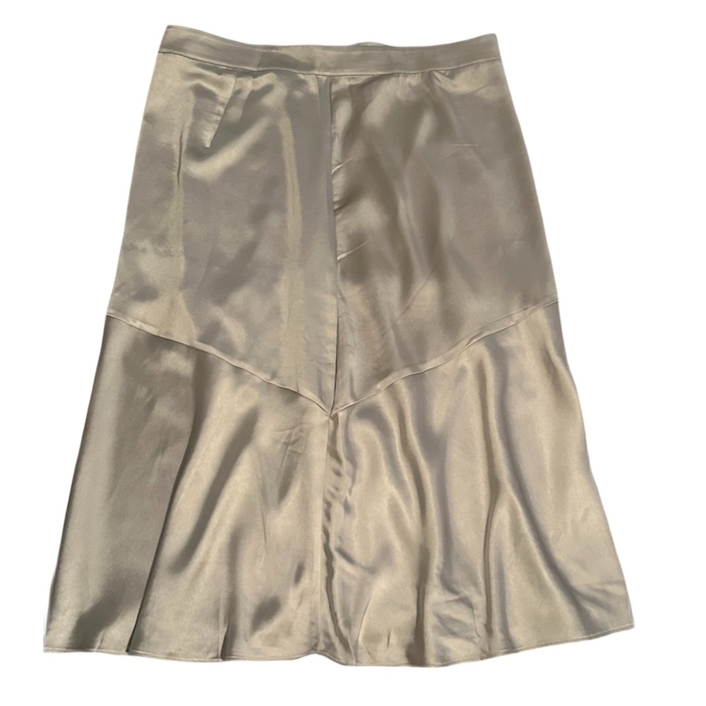 NWT Ann Taylor 14 silver asymmetric full skirt w lining